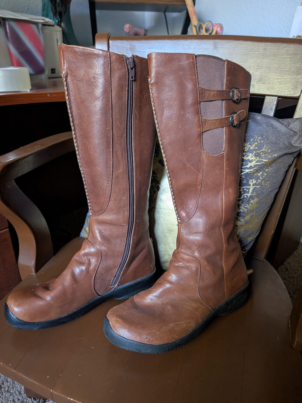 Women's Tall Casual Riding Boots - Brown - Picture 8 of 9